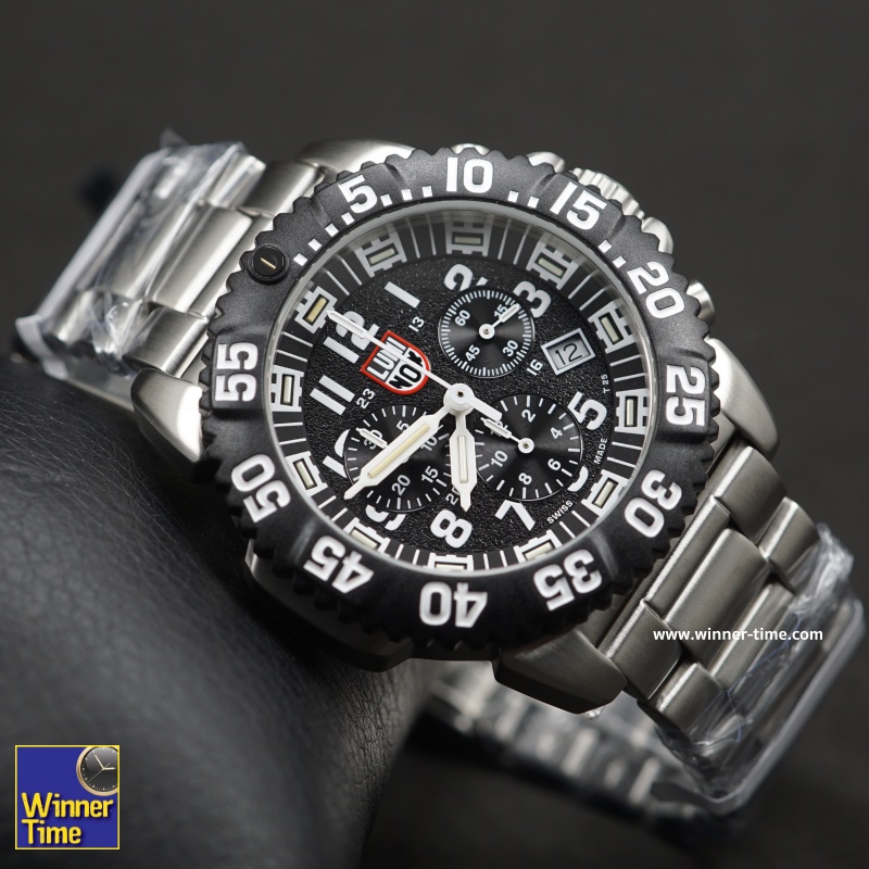 นาฬิกาLUMINOX (NAVY SEAL COLORMARK CHRONO 3180 SERIES) - Stainless Steel ขอบBlackPVD - Silver/Black รุ่น XS.3182