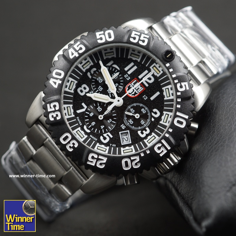 นาฬิกาLUMINOX (NAVY SEAL COLORMARK CHRONO 3180 SERIES) - Stainless Steel ขอบBlackPVD - Silver/Black รุ่น XS.3182