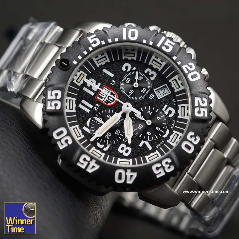 นาฬิกาLUMINOX (NAVY SEAL COLORMARK CHRONO 3180 SERIES) - Stainless Steel ขอบBlackPVD - Silver/Black รุ่น XS.3182