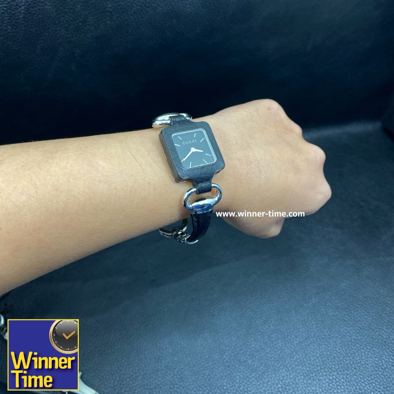 นาฬิกาGucci Women's Stainless Steel with Black Dial Watch รุ่น YA130402 นาฬิกาGucci Women's Stainless Steel with Black Dial Watch รุ่น YA130402