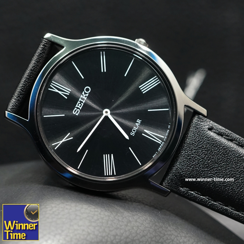 นาฬิกาSeiko Solar Black Dial Leather Watch รุ่น SUP855P1,SUP855P,SUP855
