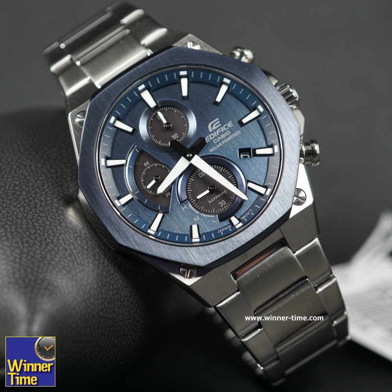 นาฬิกาCASIO EDIFICEรูปทรงเพรียวบางประดับคริสตัลแซฟไฟร์ รุ่น EFS-S570DB-2A