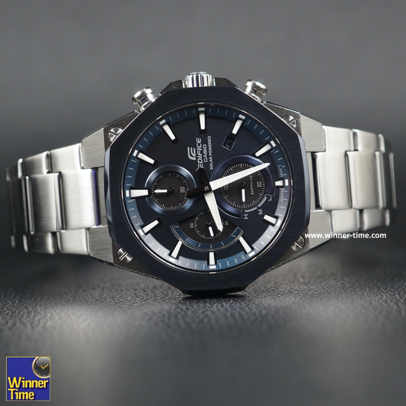 นาฬิกาCASIO EDIFICEรูปทรงเพรียวบางประดับคริสตัลแซฟไฟร์ รุ่น EFS-S570DB-2A