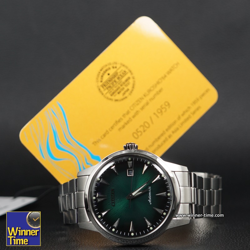 นาฬิกาCITIZEN KUROSHIO'64 SERIES AUTOMATIC GREEN DIAL STAINLESS STEEL MEN'S WATCH - ASIA LIMITED EDITION MODEL 1959 PCS รุ่น NK0007-88X