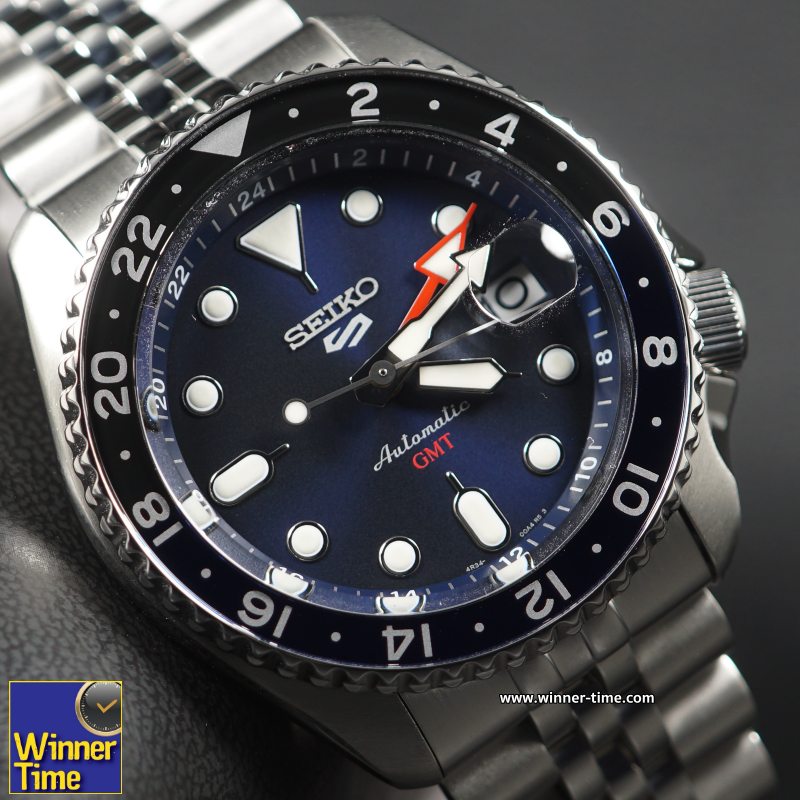 นาฬิกา Seiko 5 Sports Automatic GMT รุ่น SSK003K1,SSK003K,SSK003,หน้าปัดสีน้ำเงิน