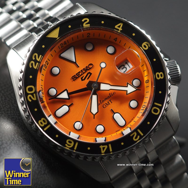 นาฬิกา Seiko 5 Sports Automatic GMT รุ่น SSK005K1,SSK005K,SSK005,หน้าปัดสีส้ม