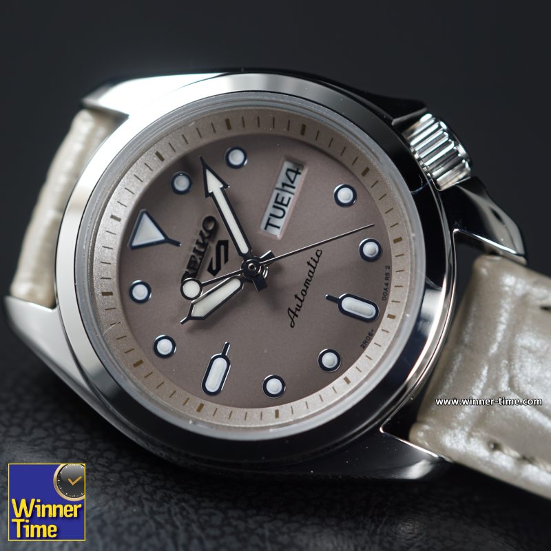 นาฬิกาSeiko 5 Sports Compact Leather Beige dial อัตโนมัติ รุ่น SRE005, SRE005K1,SRE005K 100M ของสุภาพสตรี 