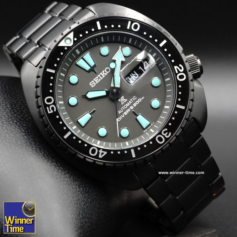 นาฬิกาข้อมือ SEIKO Prospex Black Series ‘Night Vision’ Turtle Diver รุ่น SRPK43K1,SRPK43K,SRPK43