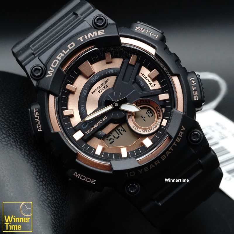 นาฬิกา Casio ระบบผสมอะนาล็อก-ดิจิตอล รุ่น AEQ-110W-1A3VDF