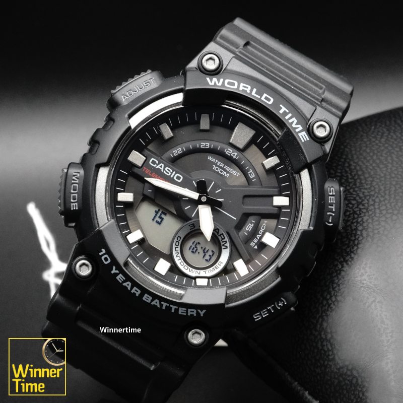 นาฬิกา Casio ระบบผสมอะนาล็อก-ดิจิตอล รุ่น AEQ-110W-1AV