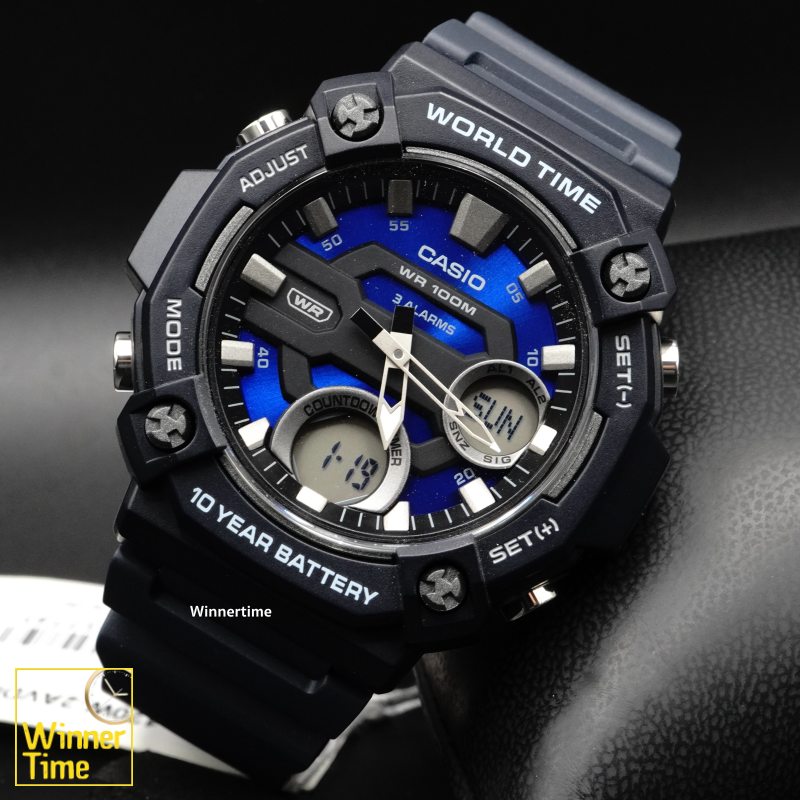 นาฬิกา Casio  ระบบผสมอะนาล็อก-ดิจิตอลรุ่น AEQ-120W-2AV