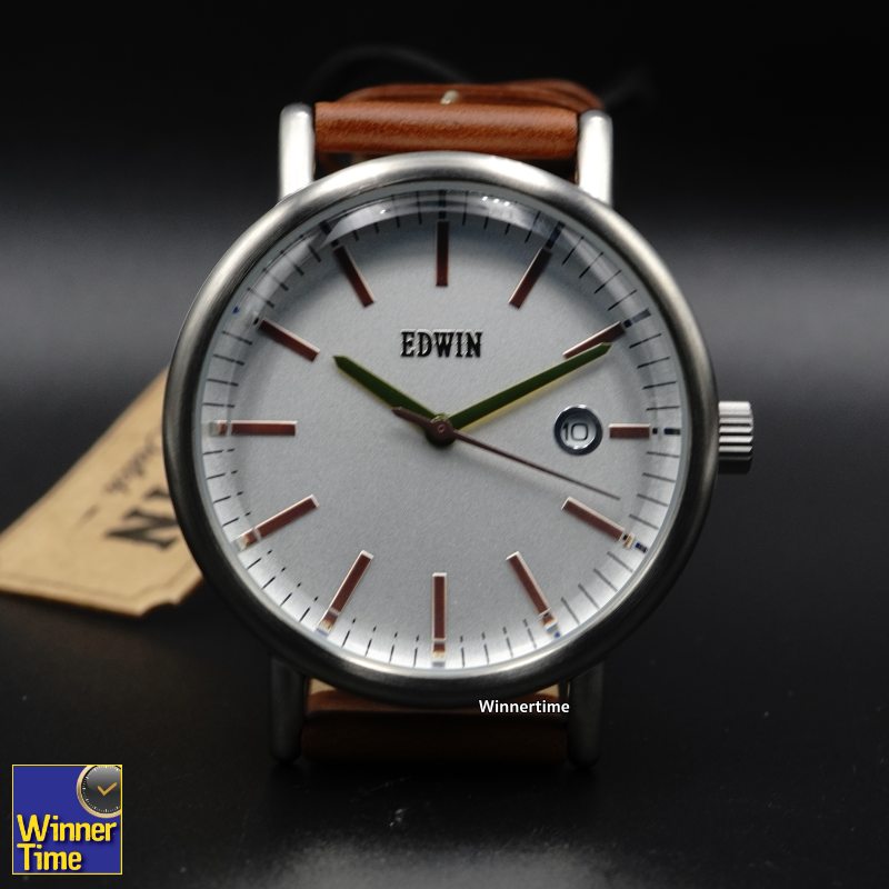 นาฬิกา EDWIN Quartz EPIC รุ่น EW1L002L0124 สายสีน้ำตาลเข้ม