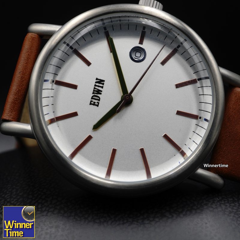 นาฬิกา EDWIN Quartz EPIC รุ่น EW1L002L0124 สายสีน้ำตาลเข้ม