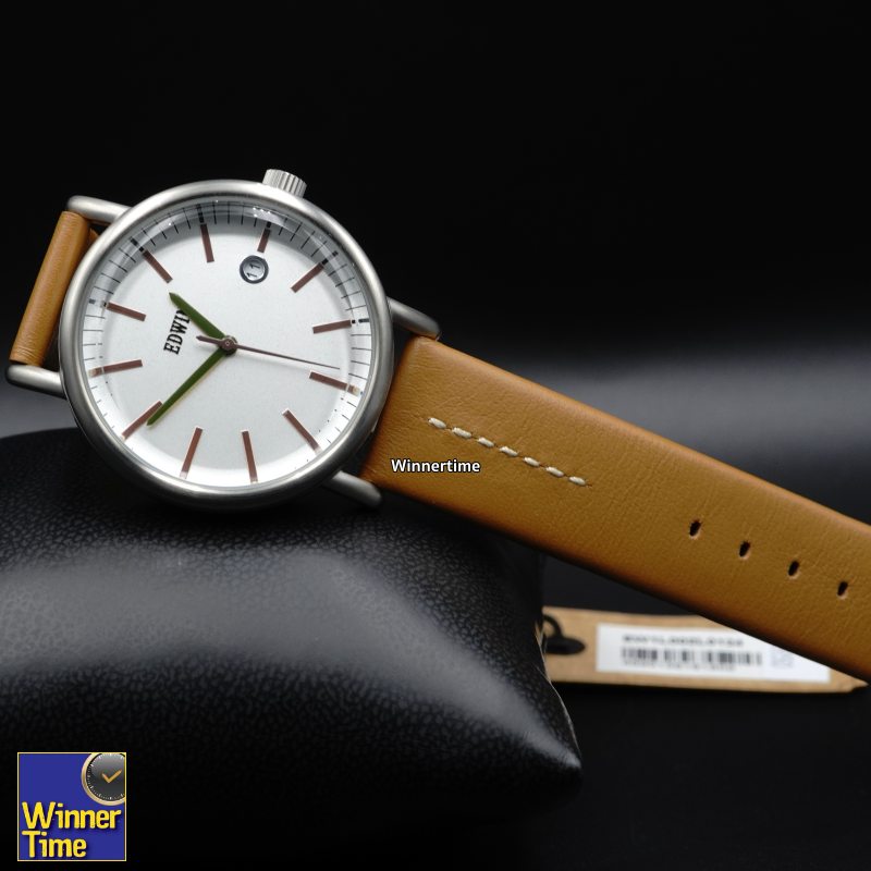 นาฬิกา EDWIN Quartz EPIC รุ่น EW1L002L0124 สายสีน้ำตาลอ่อน