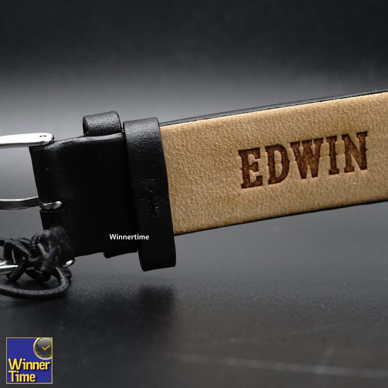 นาฬิกา EDWIN Quartz EPIC รุ่น EW1L002L0124 ตัวเรือนสแตนเลสรมดำ สายหนังสีดำ
