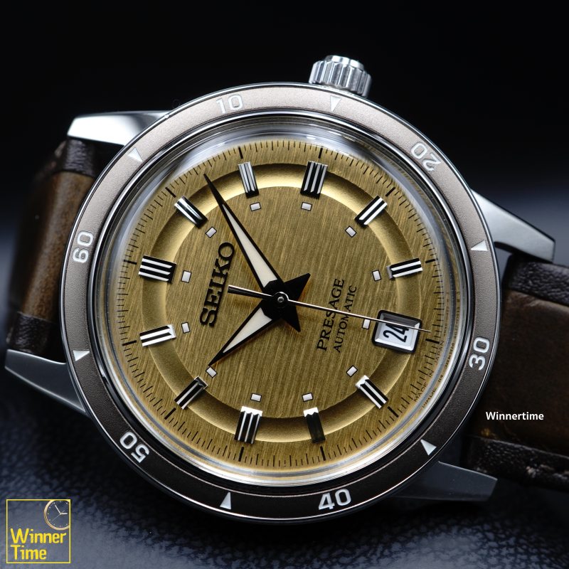 นาฬิกาข้อมือ Seiko Presage analog Mechanical automatic Style60's metal watch รุ่น SRPL75J1,SRPL75J,SRPL75