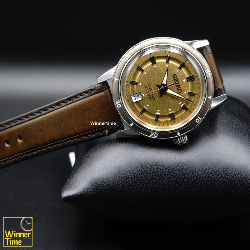นาฬิกาข้อมือ Seiko Presage analog Mechanical automatic Style60's metal watch รุ่น SRPL75J1,SRPL75J,SRPL75