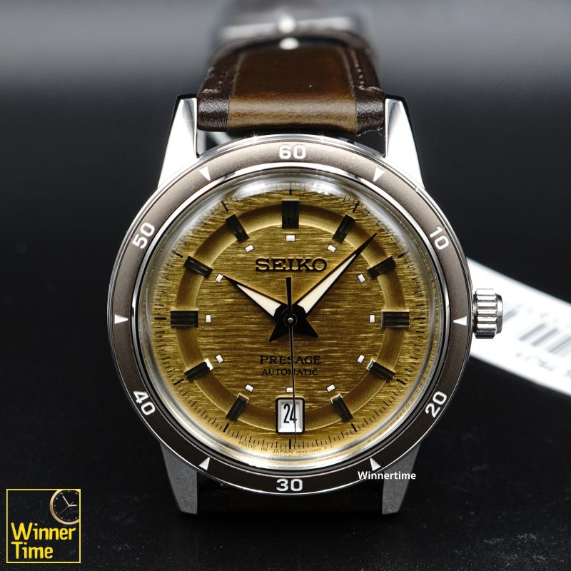 นาฬิกาข้อมือ Seiko Presage analog Mechanical automatic Style60's metal watch รุ่น SRPL75J1,SRPL75J,SRPL75