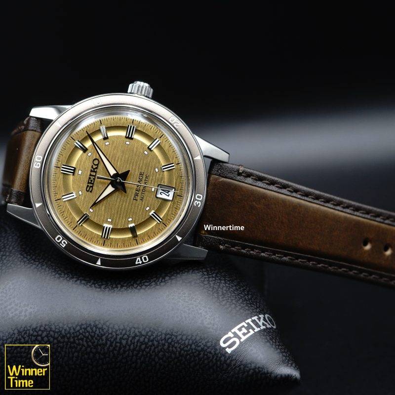 นาฬิกาข้อมือ Seiko Presage analog Mechanical automatic Style60's metal watch รุ่น SRPL75J1,SRPL75J,SRPL75