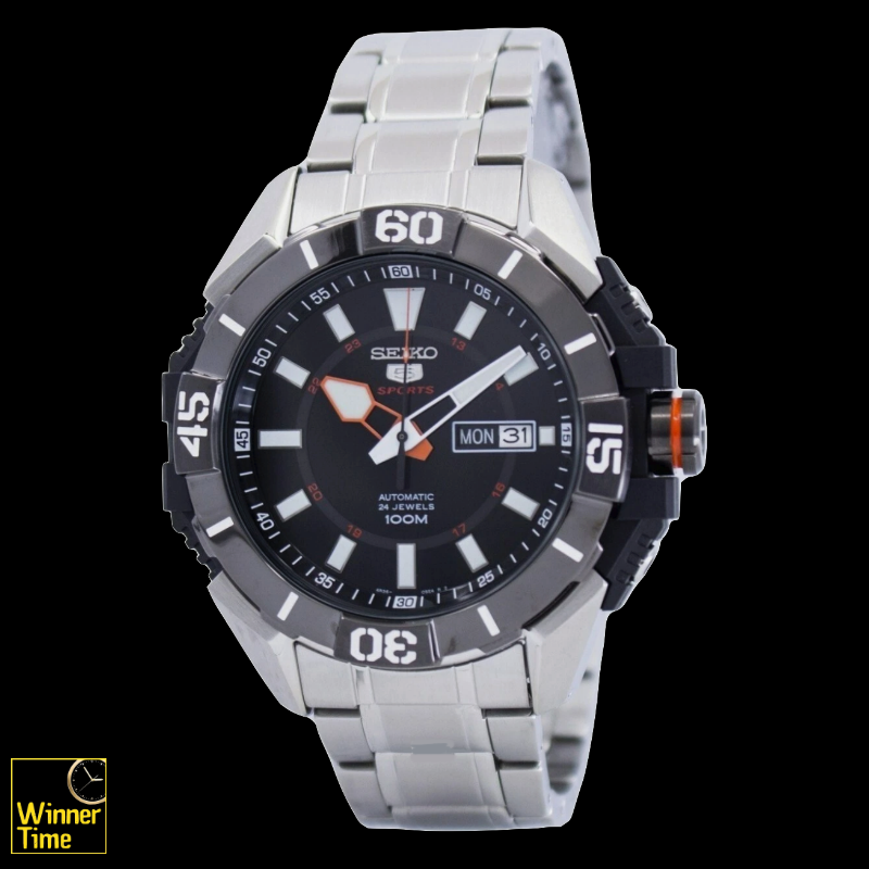 นาฬิกาข้อมือ SEIKO 5 Sports Automatic 24J Black Dial Stainless Steel 100M รุ่น SRP795K1,SRP795K,SRP795