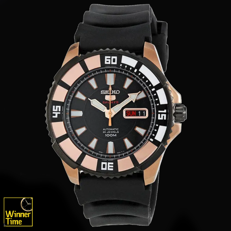 นาฬิกาข้อมือSeiko 5 Sports Automatic Black Dial Stainless Steel Case Rubber Strap รุ่น SRP210K1,SRP210K,SRP210