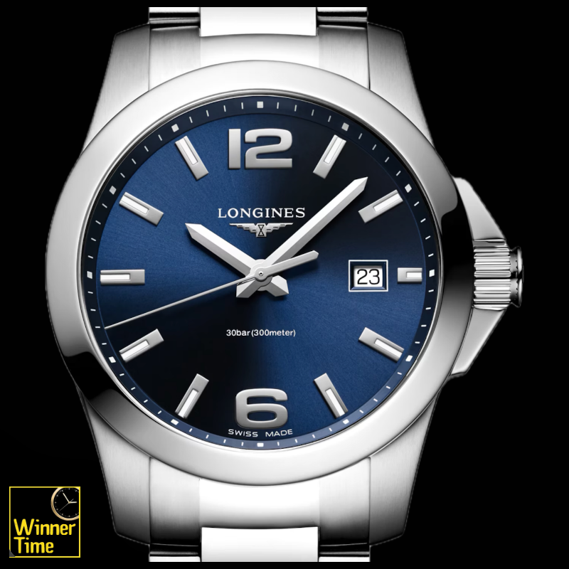 นาฬิกาข้อมือผู้ชายจากแบรนด์หรูสวิส Longines  CONQUEST- L3.759.4.96.6 ควอตซ์, Ø 41.00 mm รุ่น  L3.759.4.96.6