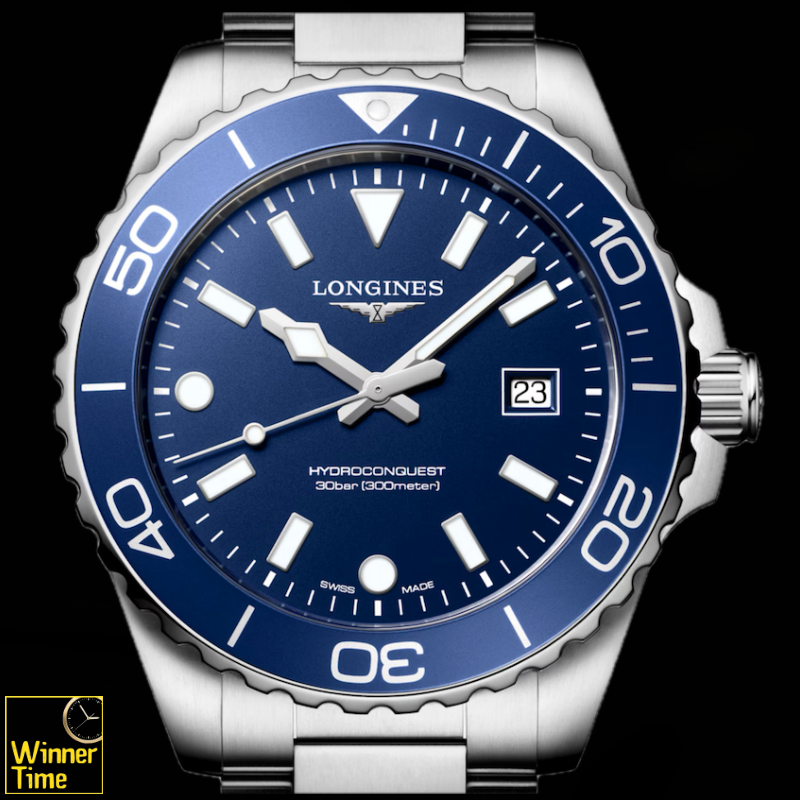 นาฬิกาข้อมือผู้ชายจากแบรนด์หรูสวิส Longines HYDROCONQUEST- L3.769.4.06.6 ควอตซ์, Ø 42.00 mm สแตนเลสสตีล รุ่น L3.769.4.96.6