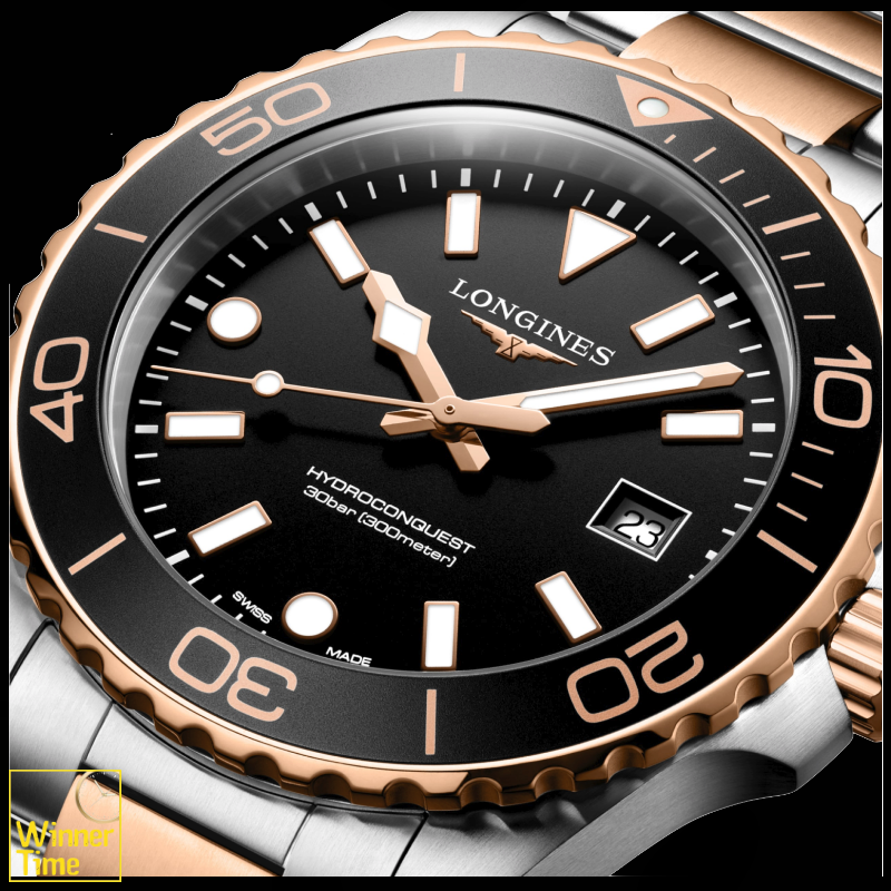 นาฬิกาข้อมือผู้ชายจากแบรนด์หรูสวิส Longines HYDROCONQUESTควอตซ์ Ø 42.00 mm สแตนเลสสตีลและเคลือบ pvd สีแดง รุ่น L3.769.3.58.7