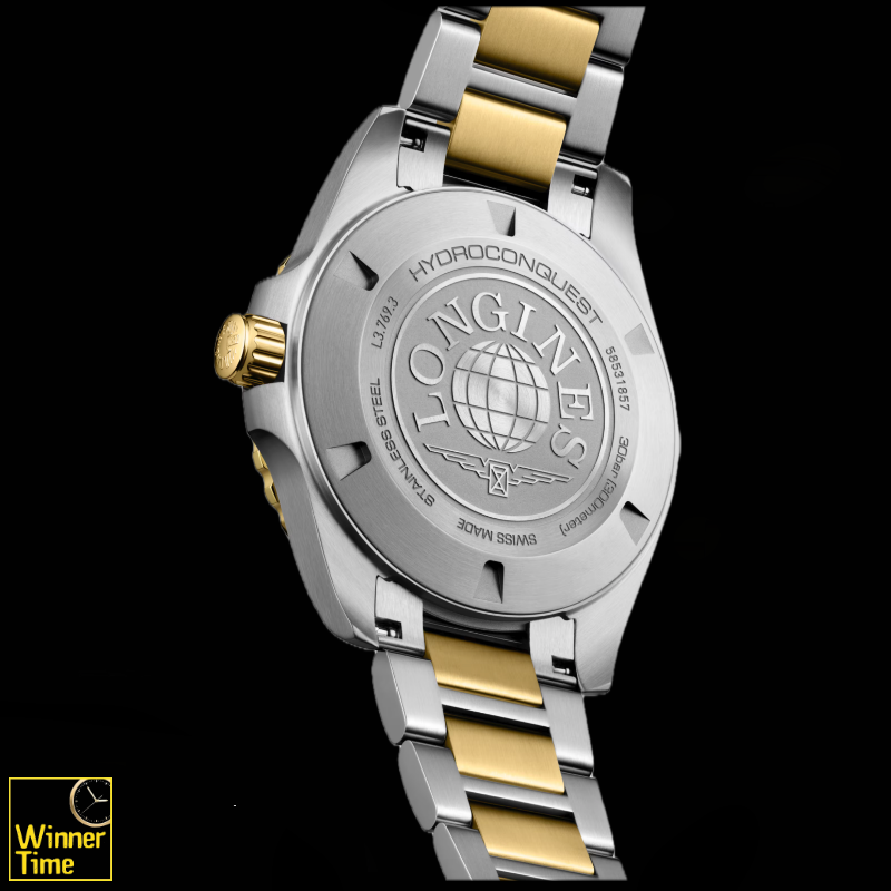 นาฬิกาข้อมือผู้ชายจากแบรนด์หรูสวิส Longines HYDROCONQUESTควอตซ์ Ø 42.00 mm สแตนเลสสตีลและเคลือบ pvd สีเหลือง รุ่น L3.769.3.56.7