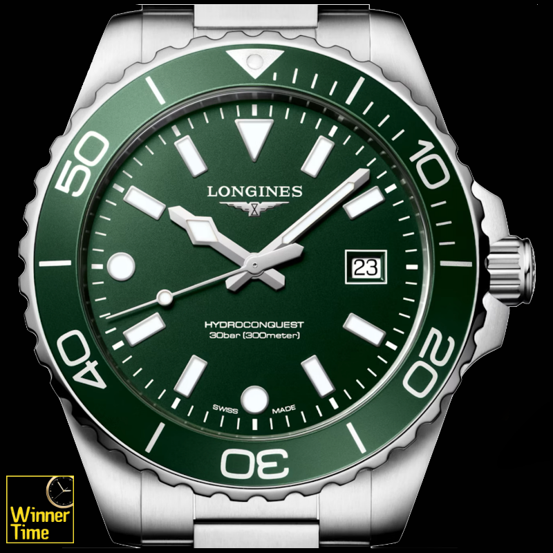 นาฬิกาข้อมือผู้ชายจากแบรนด์หรูสวิส Longines HYDROCONQUEST-ควอตซ์ Ø 42.00 mm สแตนเลสสตีล รุ่น L3.769.4.06.6