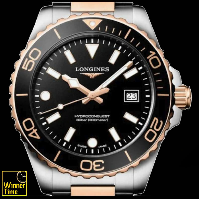 นาฬิกาข้อมือผู้ชายจากแบรนด์หรูสวิส Longines HYDROCONQUESTควอตซ์ Ø 42.00 mm สแตนเลสสตีลและเคลือบ pvd สีแดง รุ่น L3.769.3.58.7