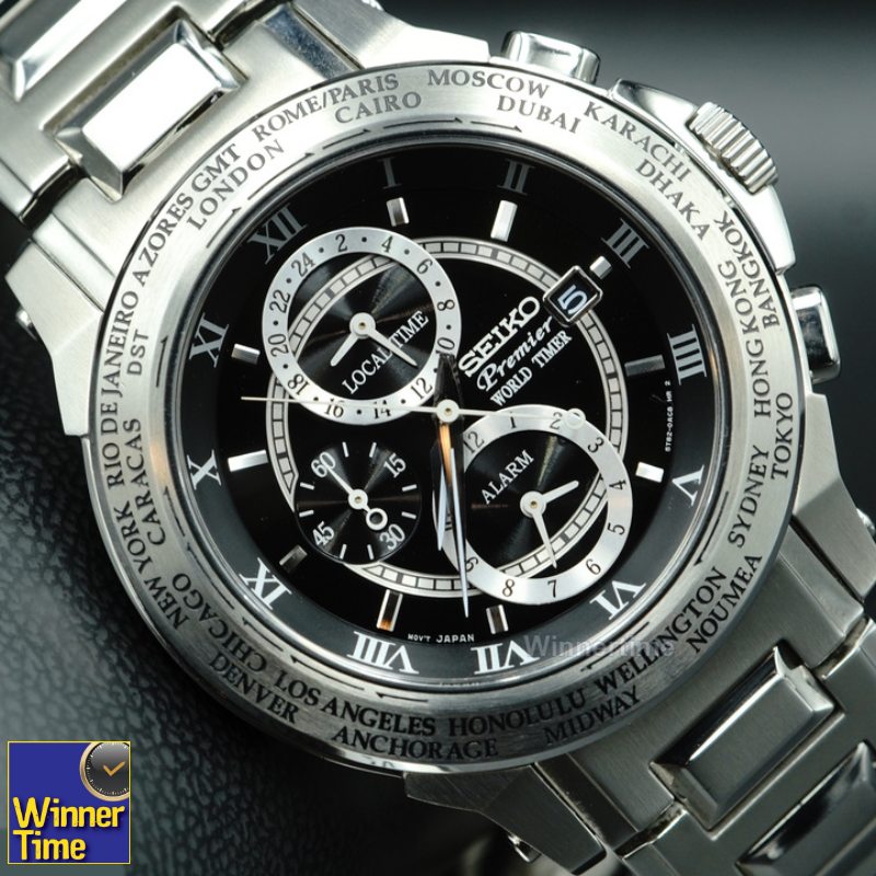 นาฬิกา SEIKO Premier World Timer Alarm รุ่น SPL009P1