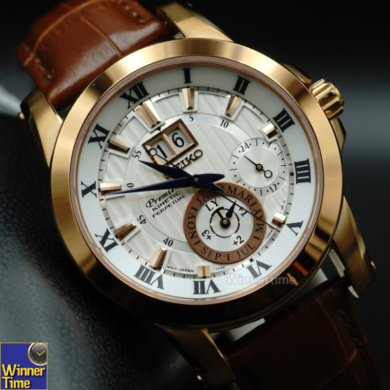 นาฬิกาผู้ชาย Seiko Premier Kinetic Perpetual รุ่น SNP096,SNP096P1 ,SNP096P